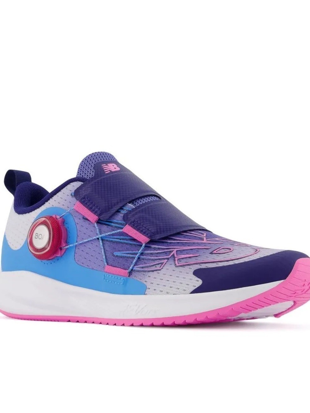 Size 1 Girls New Balance Kids Blue, Purple & Pink BOA-Style Athletic Sneakers
